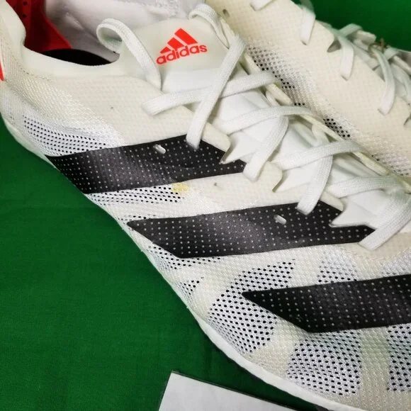 Adidas Adizero Avanti Track Shoes, Mens Size 13, White/Solar/Black W/SPIKES NEW